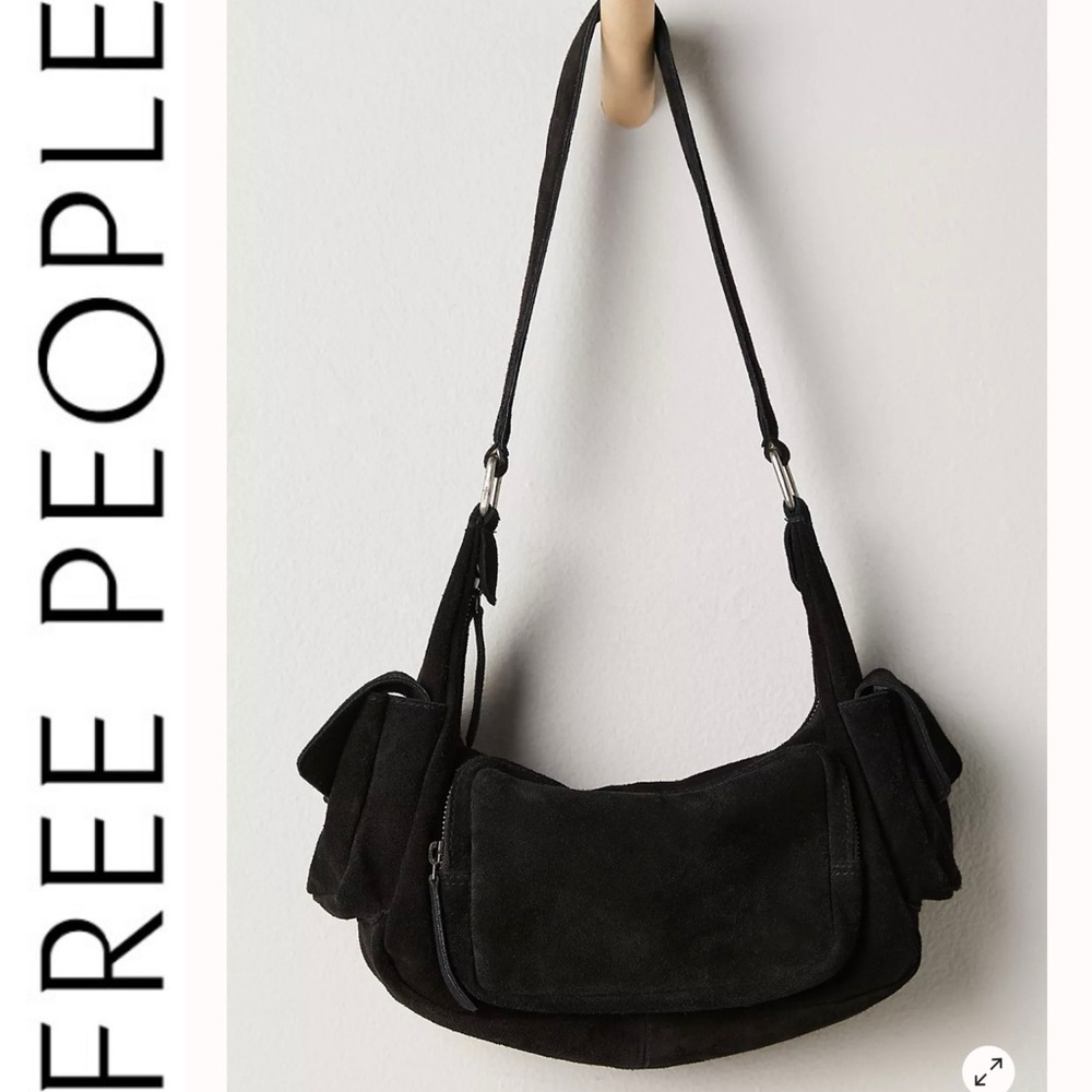 NWT Free People Siren Suede Shoulder Bag in Black - Picture 4 of 16